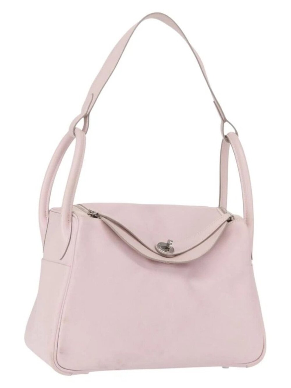 HERMES Lindy 30 Hand Bag Sikkim Pink Silver Auth 165664